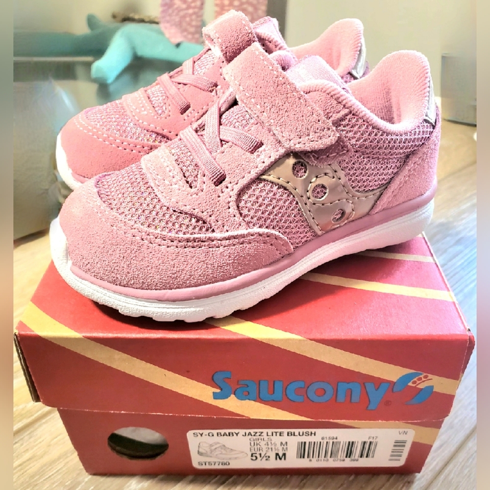Saucony Kids' Jazz Lite Pink Blush Sneakers Suede Size 5 1/2
